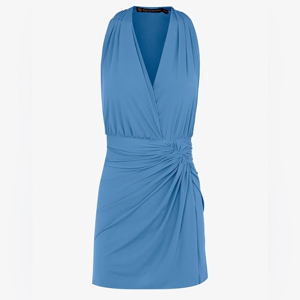 VIX Karina gathered stretch-jersey coverup sz L in Blue 168$ - Picture 3 of 9